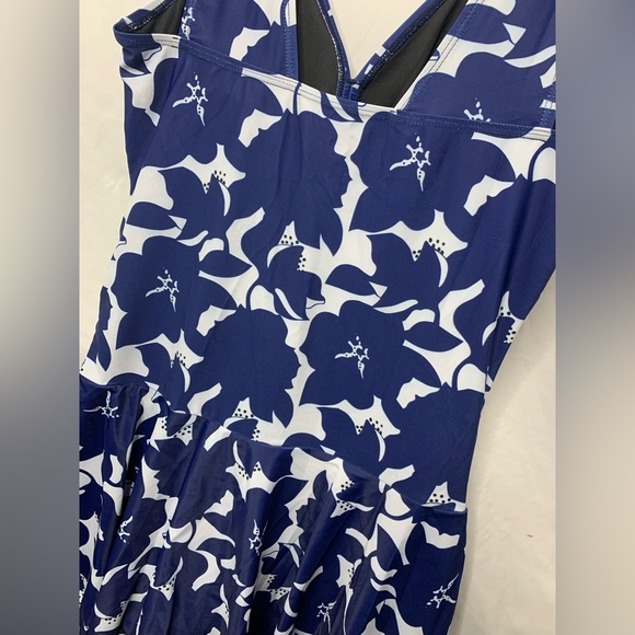 SOLD ❌Summer Mae Blue Floral Print Swimdress Bathing Suits | Large One Piece NWT - Picture 8 of 16